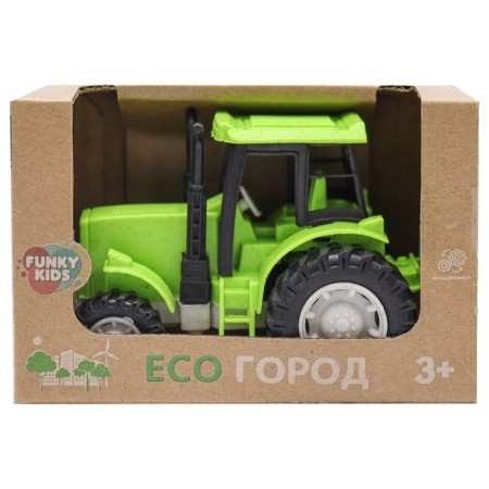 Eco-machine Funky Toys "Tractor", with a friction mechanism, green color, 12 cm-1