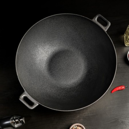 Frying pan-car cast-iron Magma "Hemming", 4 l, 37 × 9.5 cm, with a wooden lid-4