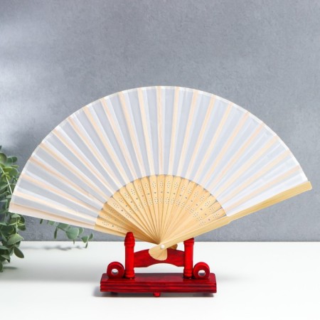 Fan bamboo, textiles h = 21 cm "monocet" in a box, white-1