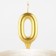 Candle for the cake, number "0", gold.