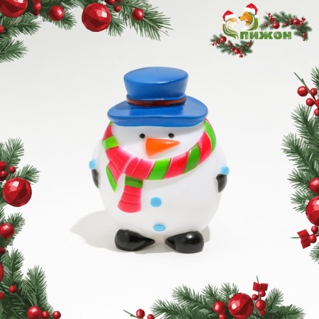 New Year. Brying toy for dogs "Snowman", vinyl, 6.7 x 8.5 cm