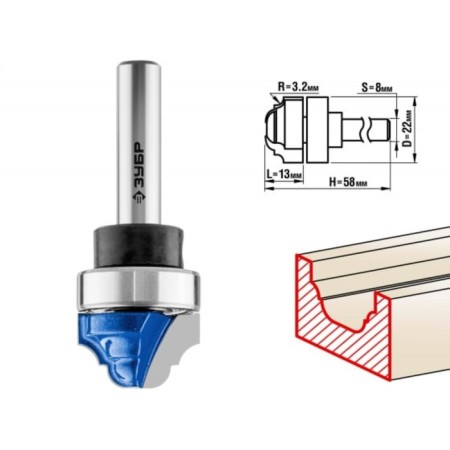 Frases groove bison 28747-22, shaped, with the upper bearing, r = 3.2 mm, 22 x 13 mm