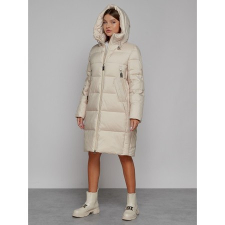 Coat insulated winter female, size 46, beige color-6