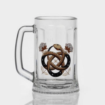 New Year's glass mug for beer "Golden Snakes", 500 ml, mix