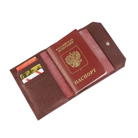 Passport cover on the button, burgundy color-1