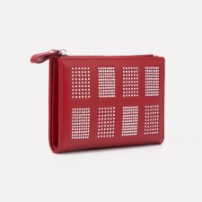 Women's wallet on the button, red color