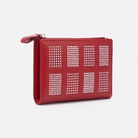 Women's wallet on the button, red color