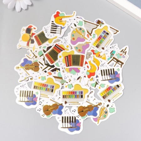 Stickers for creativity "Art and music" embossing gold set 48 pcs 9x7x0.8 cm-2