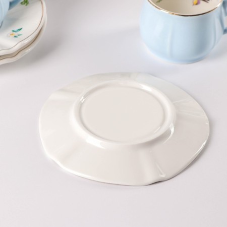 Ceramic coffee coffee siren, 12 items: 6 cups 100 ml, 6 saucers d = 12 cm, blue color-2