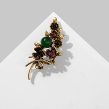 Брошь "Букет" с турмалином, цветная в чернёном золоте