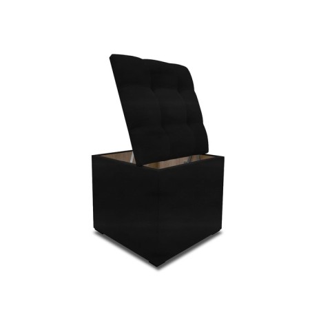 Puff with a lid and weight, 400 × 400 × 420 mm, eco -leather, Marvel Black color-2