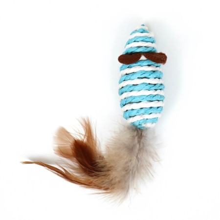 A toy for cats "Mouse-Grandmoshka", 7 cm, blue and white-1