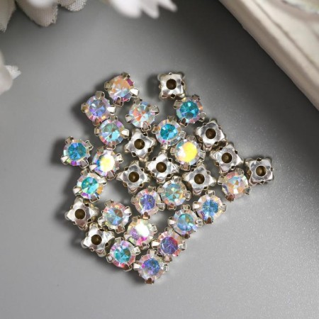 Crystal rhinestones in the DACs "Astra" 6 mm, 40 pcs/pack, silver/transparent