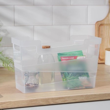 Tule storage container, 7 l, 33.8 × 13 × 20.1 cm, the color is transparent