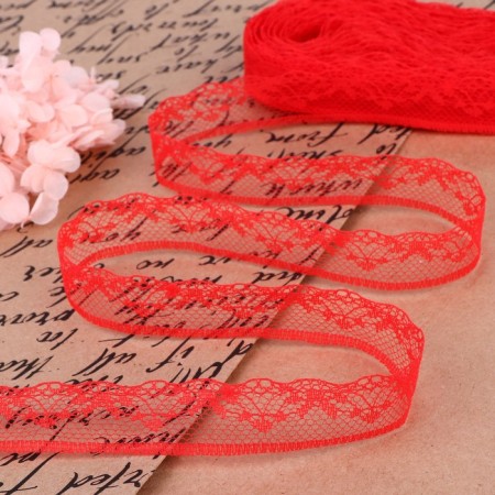 Capricon lace, 20 mm × 10 ± 1 m, red color