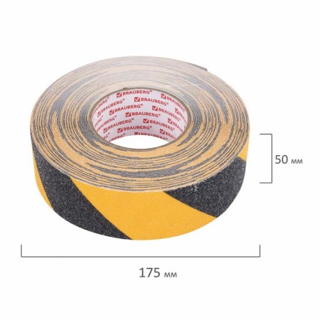 Anti-Squearing Brauberg 606775, granular, black and yellow, PVC base, 50 mm x 20 m 20 m-2