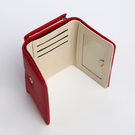 Women's wallet on the button, burgundy color-2