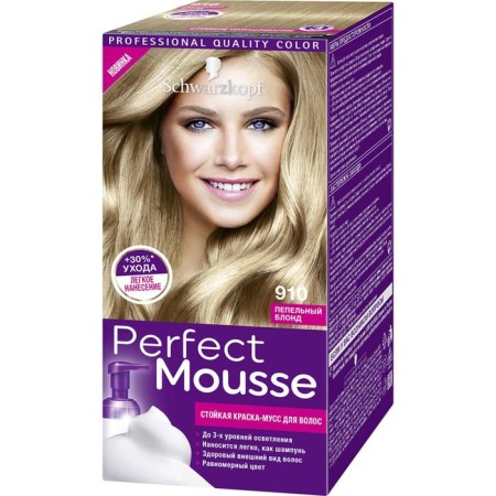 Hair dye Perfect Mousse, tone 910 gold blond, 92.5 ml
