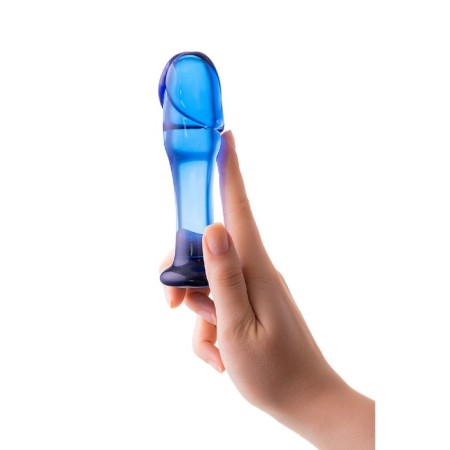 Sexus Glass anal phalloimitator, glass, blue color, 13 cm-2