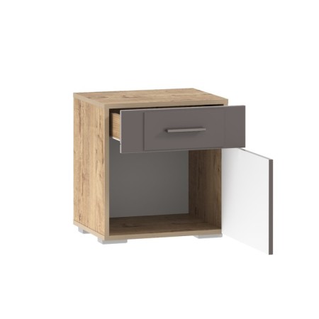 Bedside table livorno, 452x380x488, oak bunratti/software graphite MDF-1