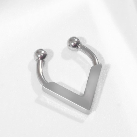 Piercing in the nose (fake for septum) "Triangle", color silver