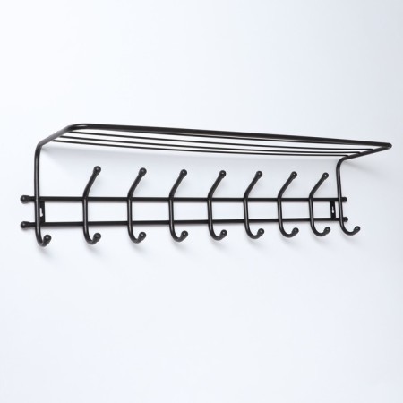 Wall hanger with a shelf "Comfort", 9 hooks, black color