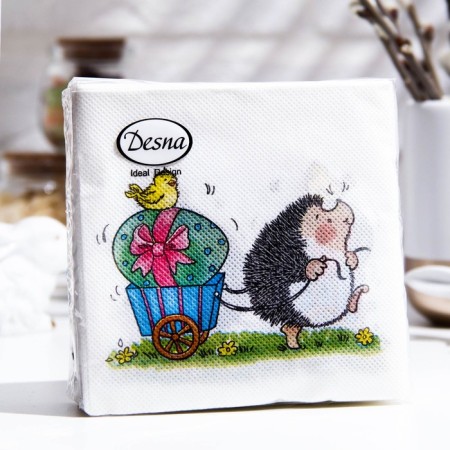 Easter napkins paper Desna Design "Merry Hedgehog", 1 layer, 24x24 cm, 40 pcs