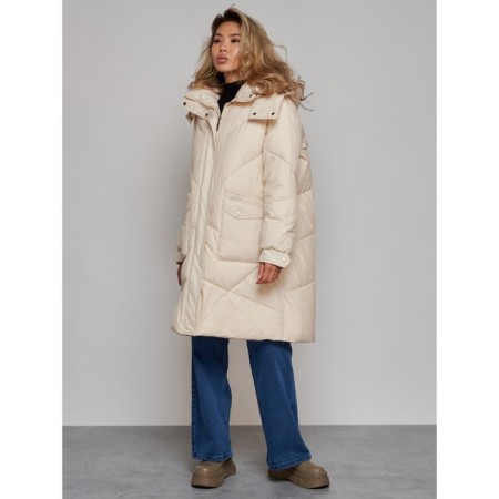 Coat insulated winter female, size 50, beige color-20
