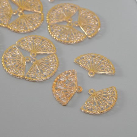 Decor for creativity Plastic "Fan of Transparent-gold" set of 20 pcs 3x2.1 cm