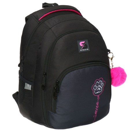 Youth backpack, 42 ​​x 31 x 13 cm, ergonomic back, stavia "foot", black-1