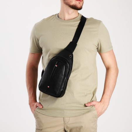Sling bag, artificial leather, black color-4