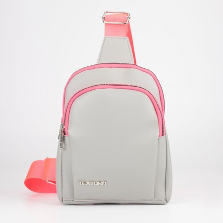 Slung bag youth textura, artificial leather, gray color