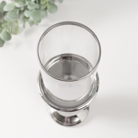 Ceramics candlestick, glass per 1 candle "Vitk" d = 7.5 cm silver 9.5x9.5x32 cm-2