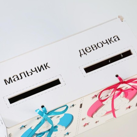 Box for money "on newborns", pink blue, team, 27.5*12.5*19-2