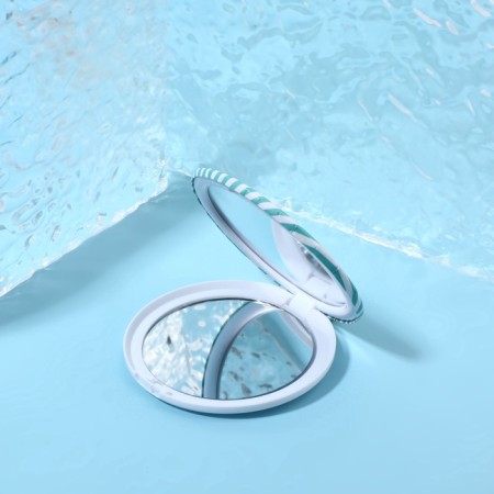 Folding mirror "stripes", d = 7.5 cm, turquoise color-2