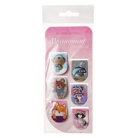 Magnetic bookmarks 6 pieces "Cute animals"-3
