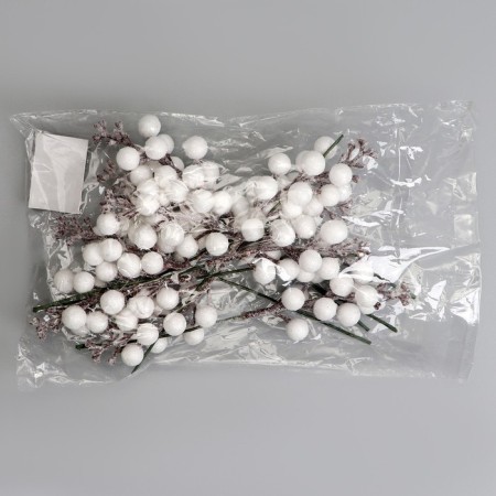 Decorative berries on a stick, white, 4.5 × 4.5 × 20 cm-4