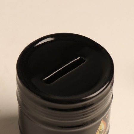 Piggy bank Ceramics "Oil - Black Gold!" Black 6.5x6.5x9 cm-6