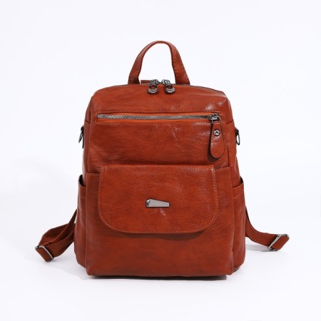 Women's backpack made of artificial leather with lightning, 2 pockets, redhead color-3