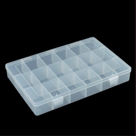 Container for fishing trifles K-63, plastic, transparent, 27.2 x 18 x 4.1 cm