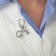 Brooch "Stethoscope", white color in silver