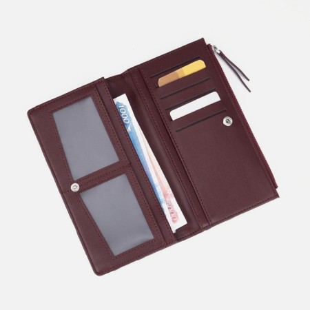 Women's wallet on the button, burgundy color-4