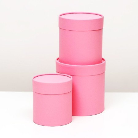 Set of round boxes 3 in 1, "pink", 16x16, 14x14, 12x12 cm-1