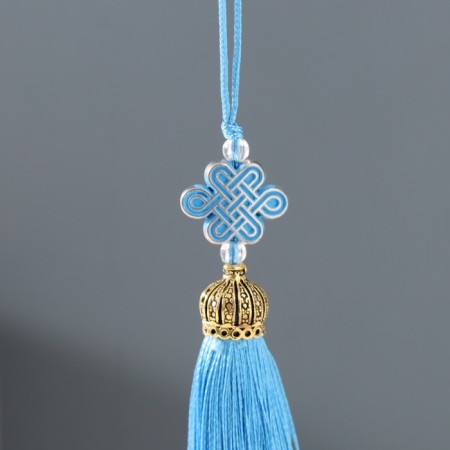 Textile suspension, plastic "Knot of happiness and infinity" Blue 0.7x1x9.5 cm-1