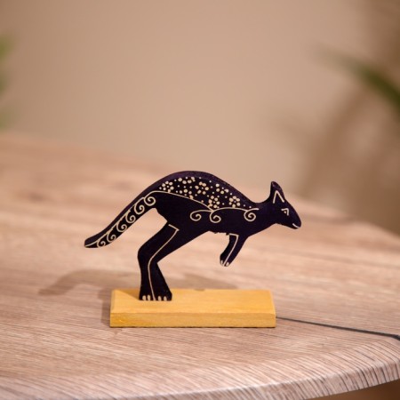 Kangaroo souvenir on a stand, wood 11x4x8 cm-1