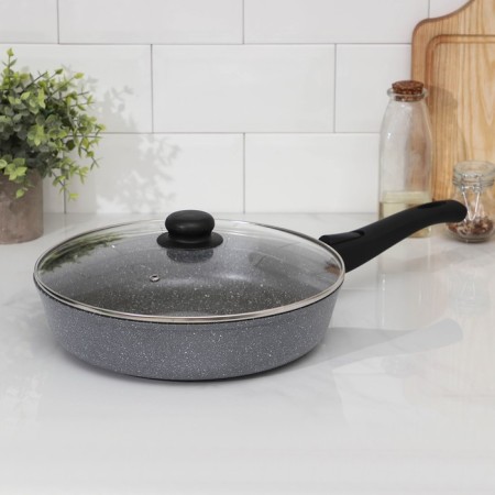 Flot Dilan "Marbl", d = 28 cm, glass cover, removable handle, anti -stick coating