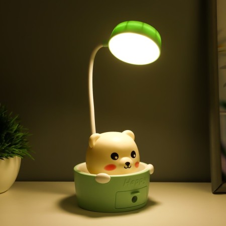 Sensor lamp with a “Mikhalych” planter LED, from USB/AKB 6 WT white-green 8x6x25 cm Risalux 1006-3