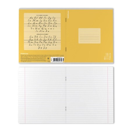 Notebook 18 sheets, ruler, erichkrause, fineline, matte lamination, block 80 g/m2 mix-6