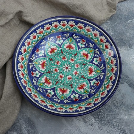 Largan Rishtan ceramics "Flowers", 33 cm, blue-1