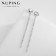 Earrings with Xuping rhinestones hanging, sketch, white color in silver